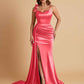 Elegant Soft Satin Mermaid Bowknot Floor-Length Mermaid Bridesmaid Dresses
