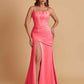 Sexy Soft Satin Mermaid Spaghetti Straps Side Slit Floor-Length Bridesmaid Dresses