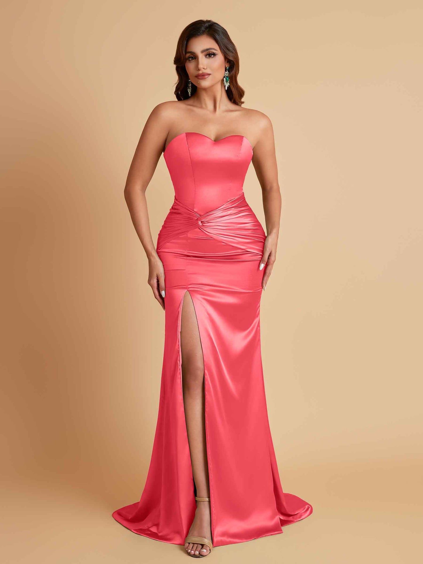 Sexy Soft Satin Mermaid Sweetheart Floor-Length Mermaid Bridesmaid Dresses