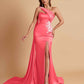 Elegant Soft Satin Sweetheart One Shoulder Side-Slit Mermaid Bridesmaid Dresses