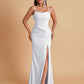 Gorgeous Spaghetti Straps Soft Satin Side Slit Floor-Length Mermaid Bridesmaid Dresses