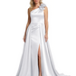 One Shoulder Sleeveless Mother of the Brides Dresses Floor Length Slit With Train