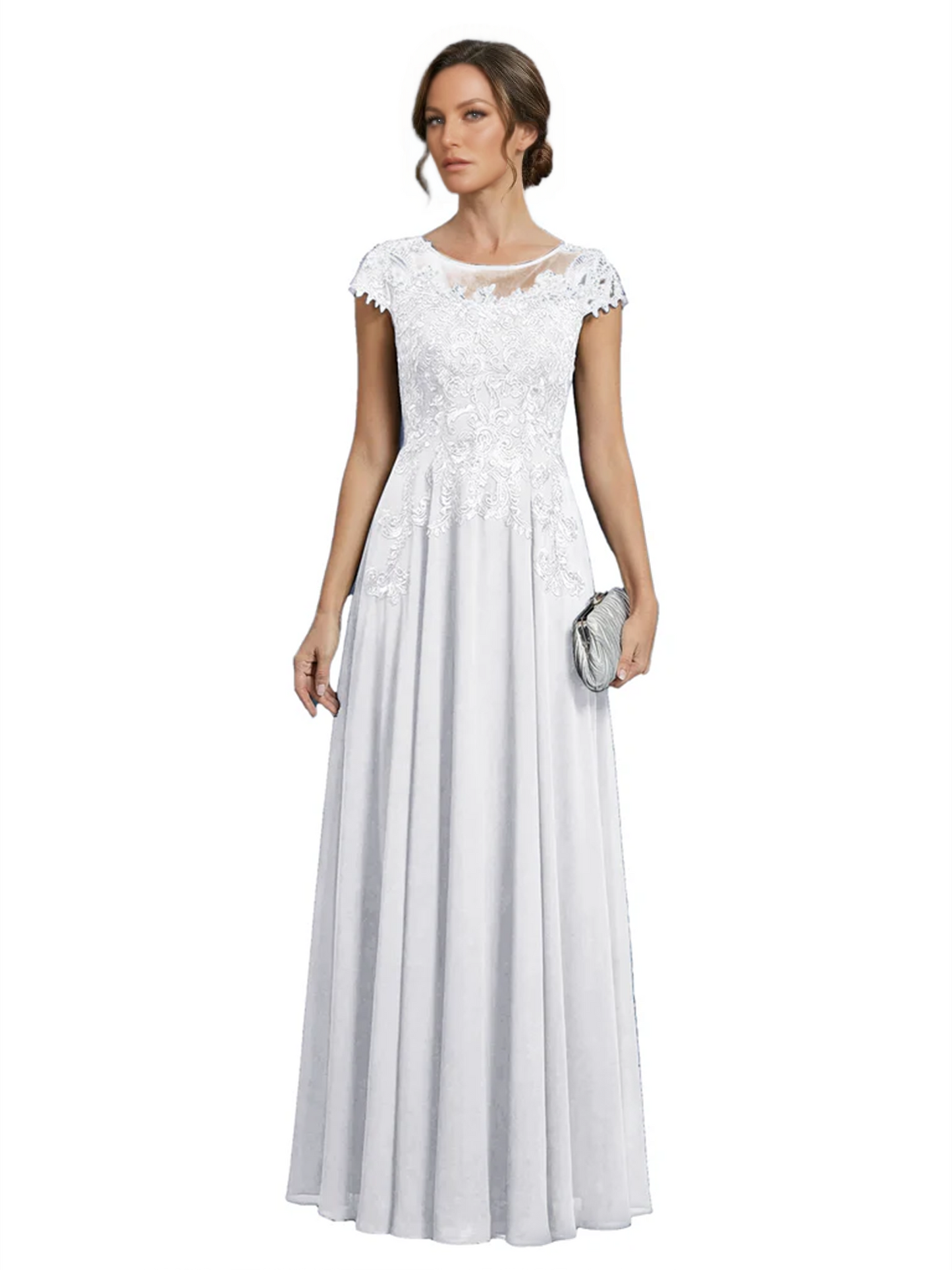 Chic Long A-Line Chiffon Mother of the Brides Dresses Sequin Mom Outfits For Wedding