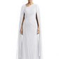 Elegant Asymmetric Neck Long A-Line Chiffon Mother of the Brides Dresses Mom Outfit with Cape