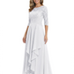 3/4 Sleeve Mother of the Bride Dress with Lace Embroidery High-Low Hem 2026