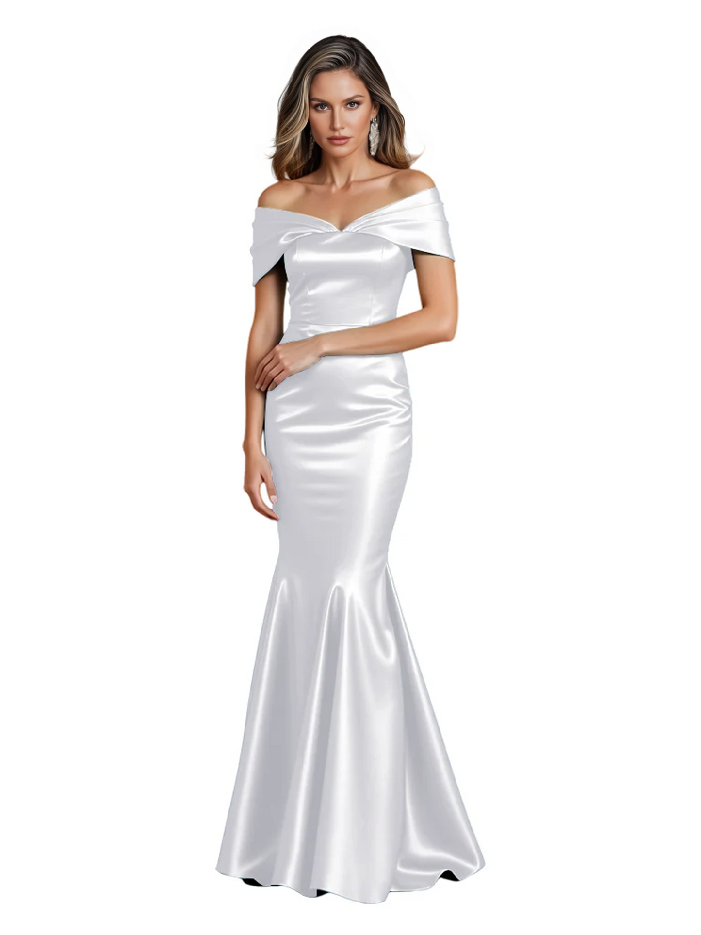 Luxury Emerald Formal Dress Off-the-Shoulder Satin Gown Trumpet Silhouette