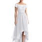 Formal High-Low Mother of the Bride Gown Short Sleeve Lace Maxi Dress with Tiered Skirt