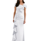 Elegant Mother of Bride Dress Formal Gowns Mermaid Ruffle Floor Length Asymmetric Neckline