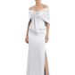 Formal Floor-Length Mother of the Bride Gown Satin Maxi Dress with Bow Neckline