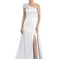 One Shoulder Mother of the Bride Dress with 3D Floral Detail Formal Dress A-Line Gowns with Slit