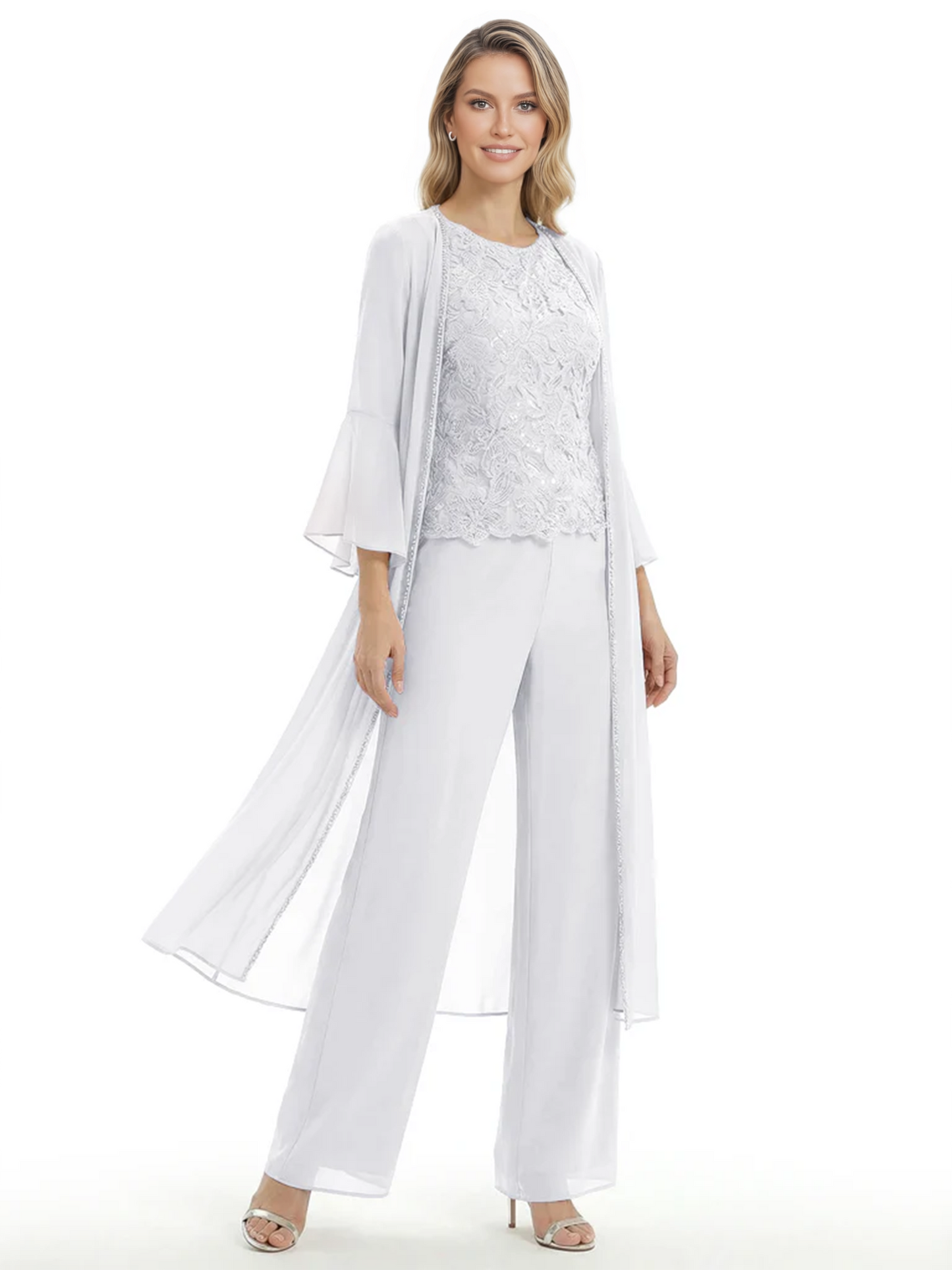 Elegant Pink 3-Piece Pant Set Trending 2026 Styles with Lace Wide-Leg Pants