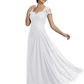 Long A-line Chiffon Short Sleeves Mother of the Brides Dresses Lace Wedding