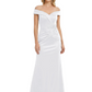Off Shoulder Mother of the Bride Dress Beaded Waist Satin Gown Portrait Neckline