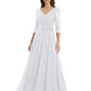 Chiffon Mother of the Bride Dress with Sequin V-Neck and Elegant Bow Sash