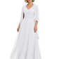 Luxury Formal Mother of Bride Dress Sparkling Sequin Top & Flowy Chiffon Skirt with Shawl