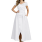 Formal Floor-Length Mother of the Bride Gown Satin Maxi Dress with Slit Off Shoulder