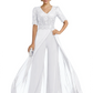 V-Neck Chiffon Mother of the Brides Jumpsuits Dresses Floor Length A-Line Lace