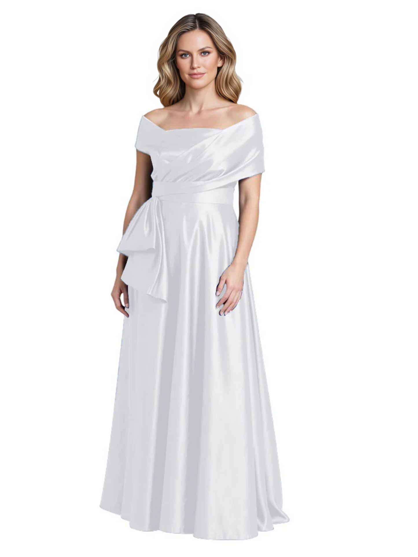 Formal Floor-Length Mother of the Bride Gown Sleeveless Satin Maxi Dress with Drape