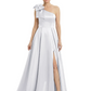 Luxury Bow Black Formal Dress One-Shoulder A-Line Gowns with Sexy Side Slit 2026