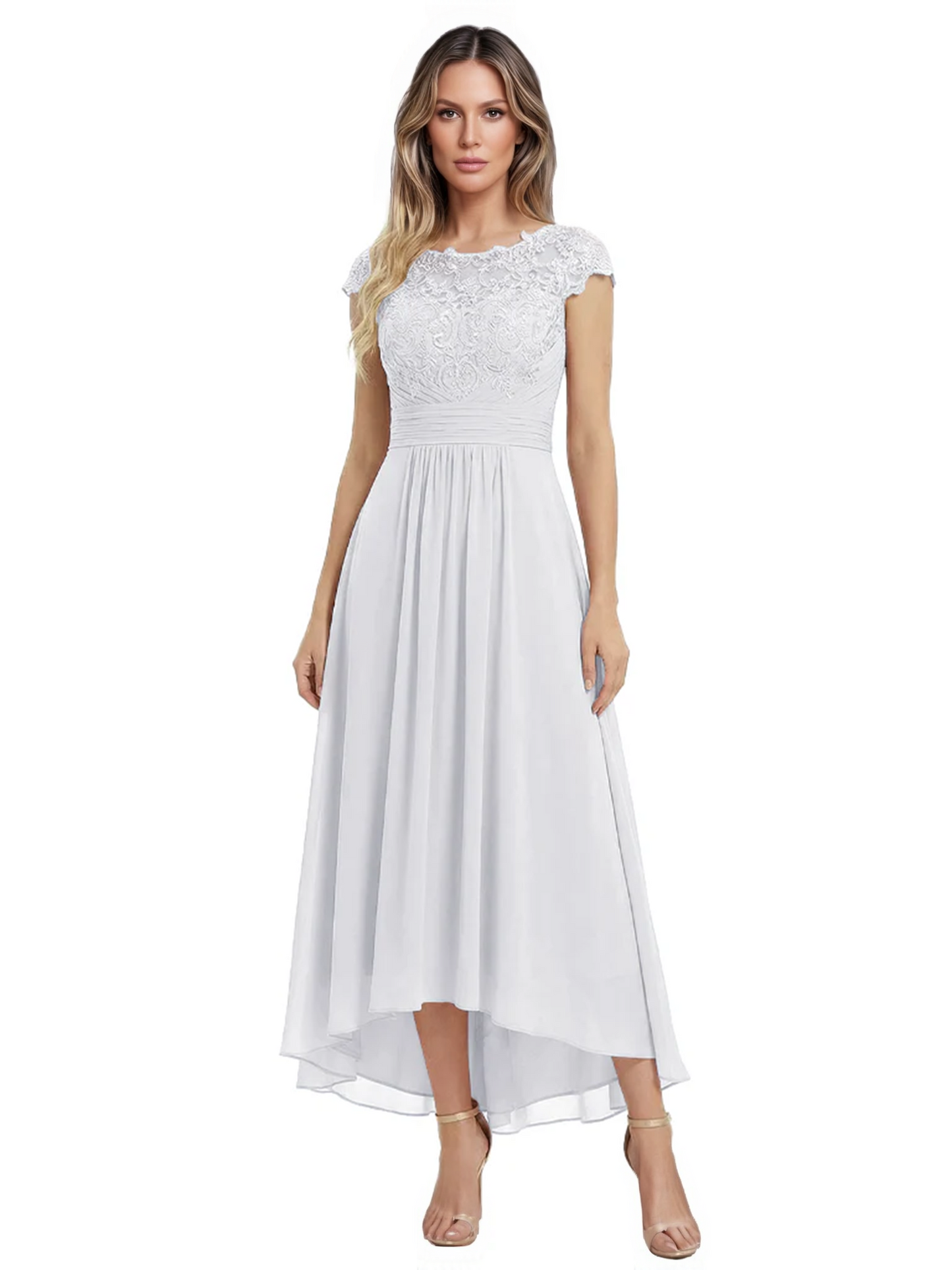 Elegant Evening Gown Trending 2026 Styles with Cap Sleeves High-Low Skirt
