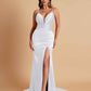 Sexy Soft Satin V-neck Spaghetti Strap Side-Slit Mermaid Bridesmaid Dresses
