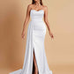 Elegant Soft Satin Sweetheart Strapless Side-Slit Mermaid Bridesmaid Dresses