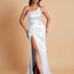 Gorgeous Strapless Soft Satin Side Slit Floor-Length Mermaid Bridesmaid Dresses