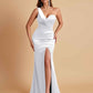 Gorgeous One Shoulder Soft Satin Side Slit Floor-Length Mermaid Bridesmaid Dresses