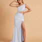 Sexy One-Shoulder Waist Cutout With High Split Floor-Length Bridesmaid Dresses