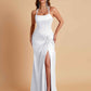 Gorgeous Square Criss Cross Soft Satin Side Slit Floor-Length Mermaid Bridesmaid Dresses