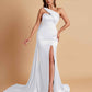 Elegant Soft Satin Sweetheart One Shoulder Side-Slit Mermaid Bridesmaid Dresses