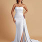 Simple Soft Satin Mermaid Strapless Floor-Length Mermaid Bridesmaid Dresses