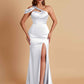 Elegant Soft Satin Sweetheart One Shoulder Side-Slit Mermaid Bridesmaid Dresses