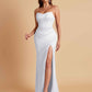 Sexy Strapless Soft Satin Side Slit Floor-Length Mermaid Bridesmaid Dresses