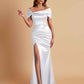 Elegant Soft Satin Off-the-shoulder Side-Slit Mermaid Bridesmaid Dresses