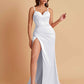 Simple Soft Satin Mermaid V-neck Floor-Length Mermaid Bridesmaid Dresses
