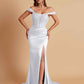Sexy Soft Satin V-neck Off-the-shoulder Strapless Side-Slit Mermaid Bridesmaid Dresses