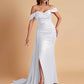 Elegant Soft Satin Mermaid Off Shoulder Floor-Length Mermaid Bridesmaid Dresses