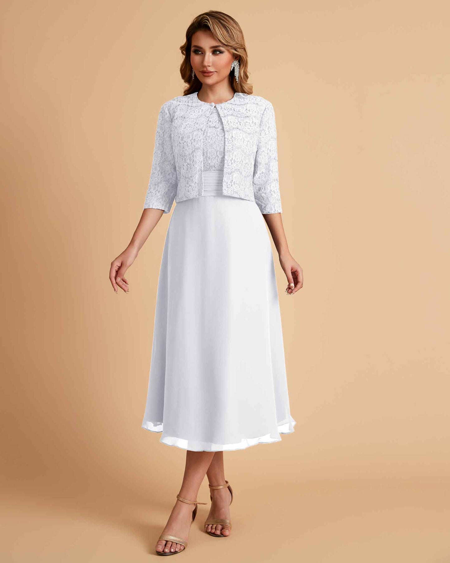Elegant A-line Bateau Sleeveless Tea Length Mother of the Brides Dresses Online