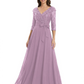 Chiffon Mother of the Bride Dress with Sequin V-Neck and Elegant Bow Sash