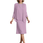 3 PCS Knee-Length Mother of Bride Dresses Prom Dress Evening Dress with Sheer Sleeves and Jacket