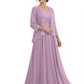 Plus Size A-line Chiffon 3/4 Sleeves Mother of the Brides Dresses Long Jacket Dress