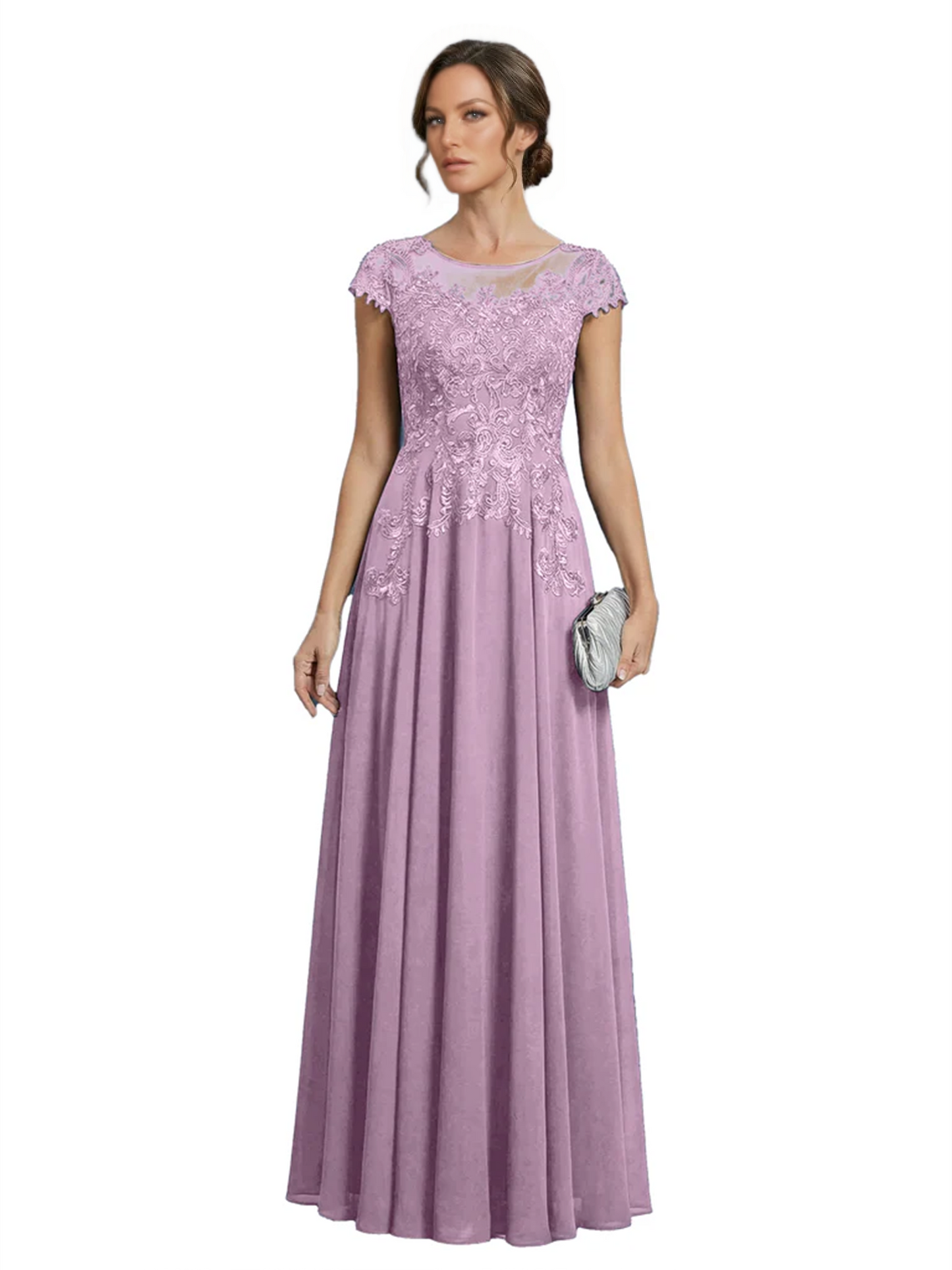 Chic Long A-Line Chiffon Mother of the Brides Dresses Sequin Mom Outfits For Wedding