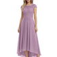 Elegant Evening Gown Trending 2026 Styles with Cap Sleeves High-Low Skirt