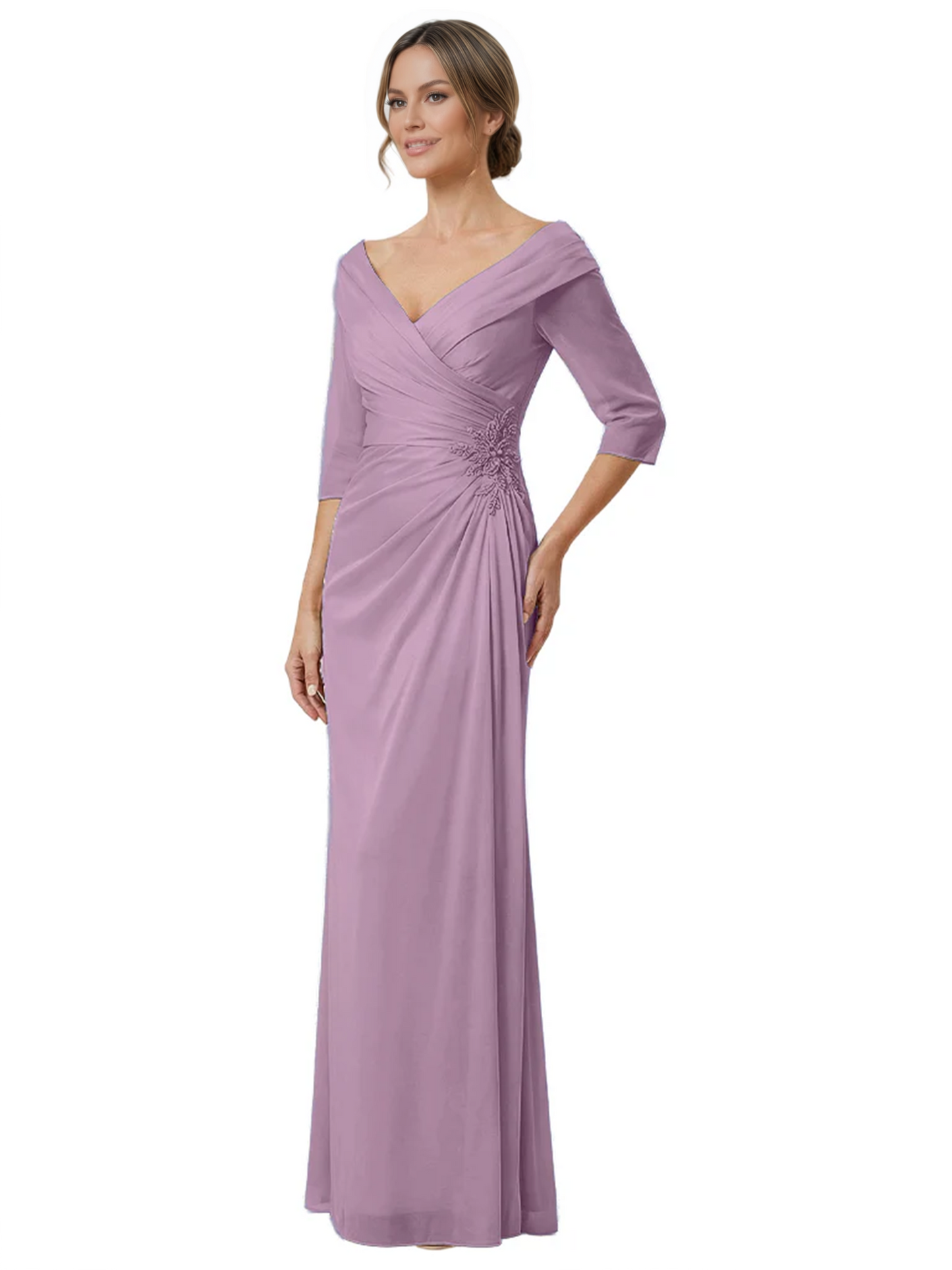 Elegant 3/4 Sleeve Mother of the Brides Dresses Mom Outfits Wedding Satin