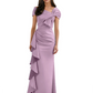 Elegant Mother of Bride Dress Formal Gowns Mermaid Ruffle Floor Length Asymmetric Neckline