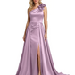 One Shoulder Sleeveless Mother of the Brides Dresses Floor Length Slit With Train