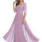 Luxury Burgundy Formal Dress Embroidered Lace Bodice Flowy Chiffon Gown 2026