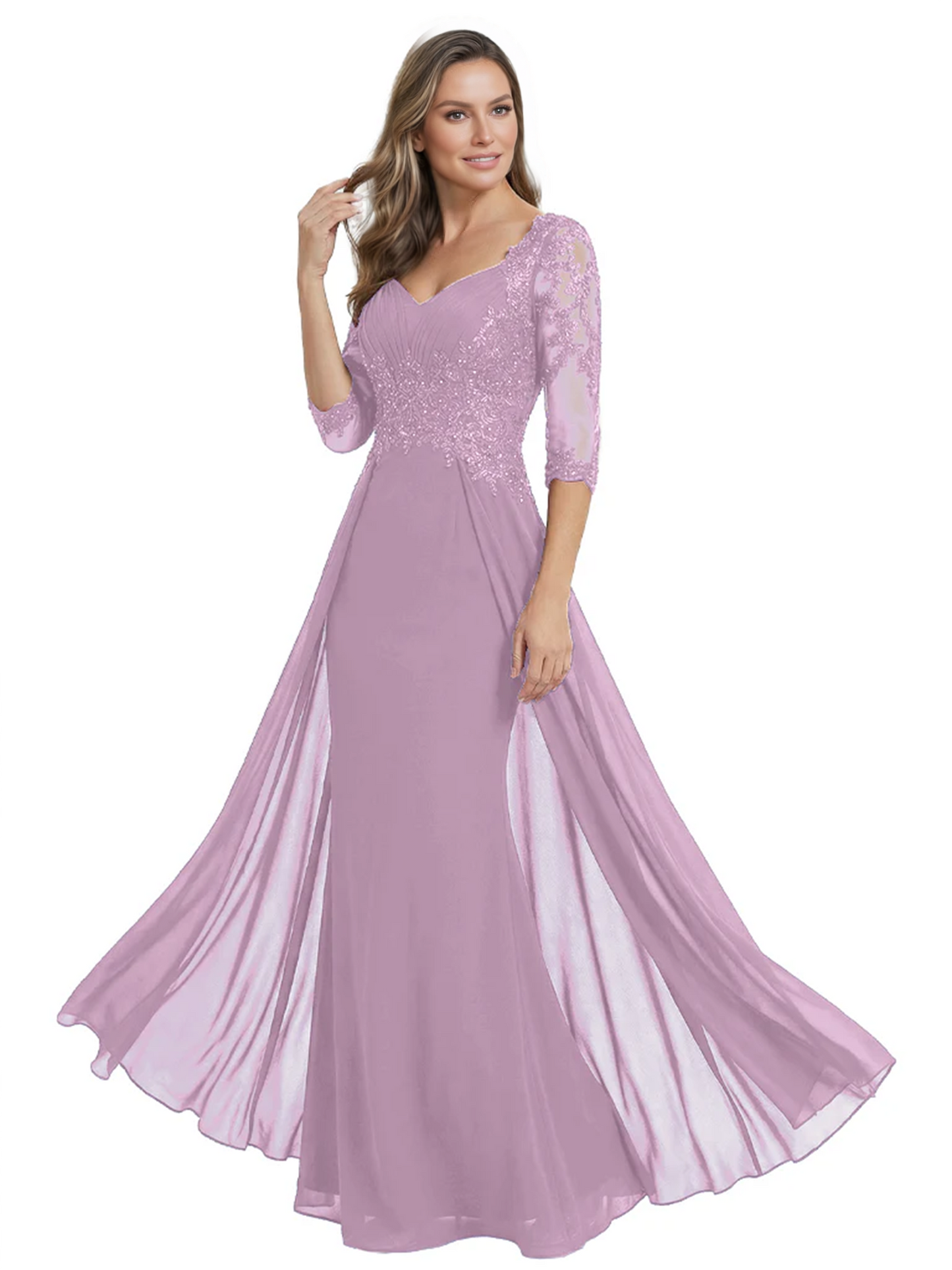 Luxury Burgundy Formal Dress Embroidered Lace Bodice Flowy Chiffon Gown 2026