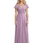 Mother of the Bride Dress Cap Sleeves and V-Neckline with Embroidered Lace Shoulders
